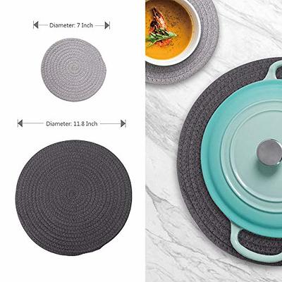 100% Cotton Kitchen Everyday Basic Terry Pot Holder Heat Resistant Coaster  Potholder for Cooking and Baking Set of 5 Grey