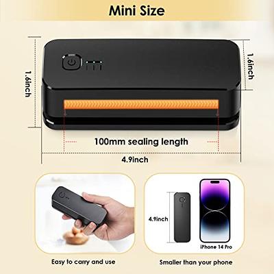 Mini Bag Sealer, Heat Sealer, Quick Heat Sealing Mini Chip Bag Sealer Handheld with Cutter/3 Gears/3.9-inch Heating Strip Rechargeable Bag Resealer