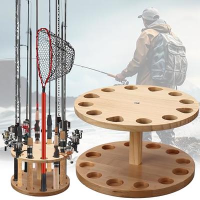 Wood Fishing Rod Holder Vertical Fishing Rod Rack Fishing Pole Storage Rack