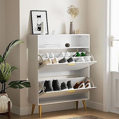 Contemporary Shoe Cabinet with 2-Flip Drawers, 2-Tier Shoe Storage Organizer  with Drawers, Free Standing Shoe Rack for Entrance - Yahoo Shopping