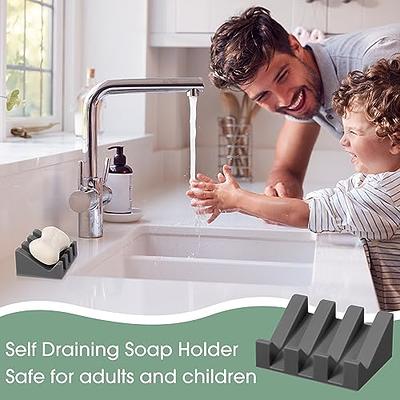 Silicone Soap Dish & Kitchen soap Tray - Self draining soap Dish, Soap Dish  Shower | Silicone soap Holder | Soap Holder for Kitchen Sink | Small soap