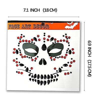 4 Pack Face Gems Jewels, Halloween Temporary Rhinestone Stickers, Day of  The Dead Skull Face Tattoos