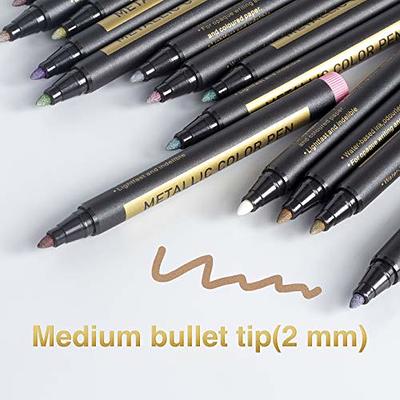 12 Colors Metallic Marker Pen Medium Point Metallic Markers for Rock  Painting, Black Paper, Card Making