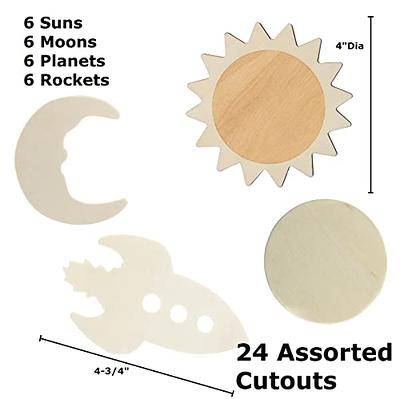 Wood Circles for Crafts, 24-Count Unfinished Wooden Round Disc Cutouts, 4 Inches in Diameter