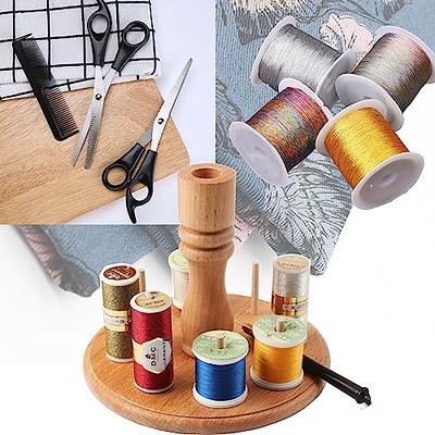  HAITARL 32-Spool Sewing Thread Rack, Wall-Mounted Metal Sewing Thread  Holder with Hanging Tools, Metal Rack for Organize Sewing Thread,  Embroidery-Suitable for Large Thread, Brown
