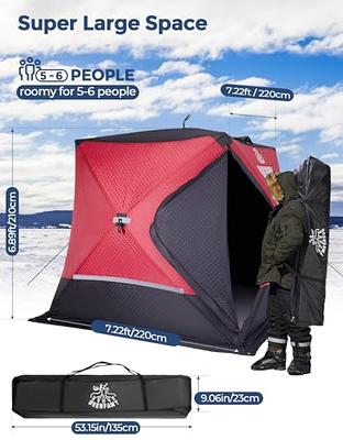 DEERFAMY Ice Fishing Shelter, 5-6 Person Ice Fishing Tent 3-Layer