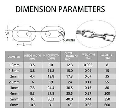 Stainless Steel Link Chain, 304 Stainless Steel Link Proof Coil Chain Heavy Duty Chains Cable Safty Towing Chain for Trailer Swing Hanging Anti-Theft