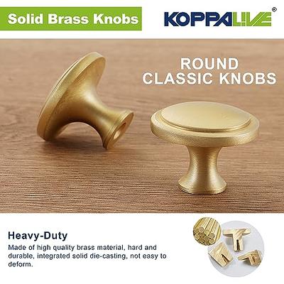 KOPPALIVE 20-Pack Solid Brass Cabinet Knobs, Round Gold Knobs for Dresser  Drawers, Brushed Brass Dresser Drawer Pulls Handles, Hardware for Kitchen  Cabinets, Diameter 1-1/4 Inch - Yahoo Shopping