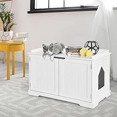 Palram CATSHIRE Cat Litter Box Enclosure Furniture, Hidden Litter Box for  Indoor Cats, Enclosed Cat Box Cabinet, Pet House, Side Table, Nightstand,  with Magnetic Door Latch, Easy to Clean, White - Yahoo