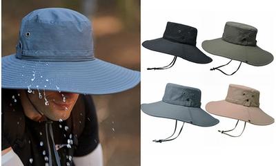 Mens Wide Brim Sun Hat Bucket Cap for Fishing Hiking Safari
