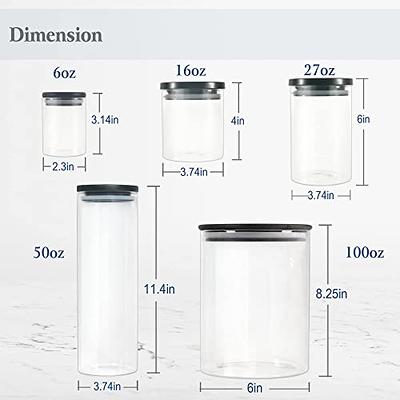 50oz Glass Food Storage Jars with Bamboo Lids, Clear Square Airtight  Kitchen Storage Container Sets, Stackable Glass Pantry Food Canisters for  kitchen