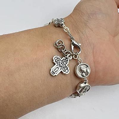 Buy Decade Rosary Bracelet with Pope Francis Cross and Black Cross Beads -  8.5