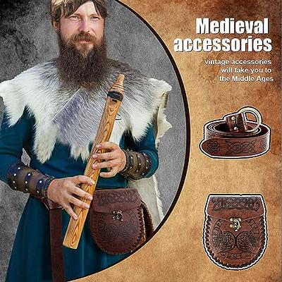 2pcs Medieval Viking Belt Faux Leather Belt Pouch Renaissance