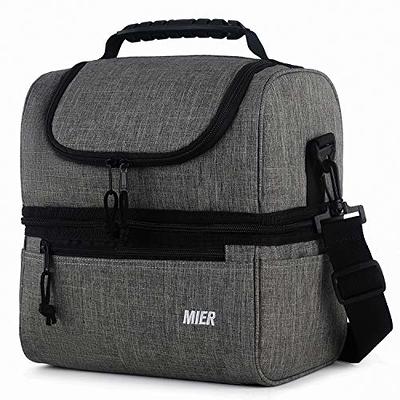 MIER Stylish Lunch Bag for Women Insulated Lunch Box Totes, Grey