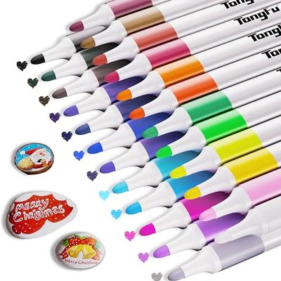 Acrylic Paint Pens 24 Colors Fabric Permanent Paint Markers Quick Dry for  Rock Wood Glass Canvas Ceramic Painting, Water Based Ink