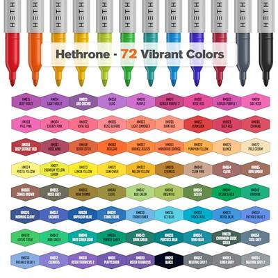 Hethrone Permanent Markers for Adult Coloring, 72 Assorted Colors