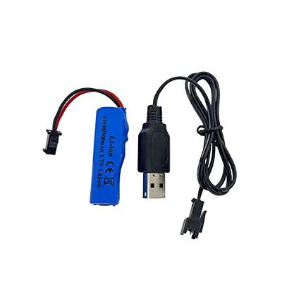 Threeking 3.7V 500mAh 14500 Rechargeable Li-ion Battery SM-2P Joint with  USB Charger for Rc Remote Control Car Toys - Yahoo Shopping