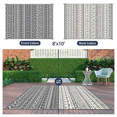 MCOW Outdoor Rugs 8'x10' Waterproof, Reversible Camping Mat, Outside Patio  Rug for Rv, Camper, Balcony, Backyard, Picnic, Deck, Grey&White - Yahoo  Shopping