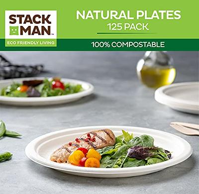 Sugarcane Bagasse Meal Tray PaperPlates - 100%Compostable, Biodegradable 25  Pack