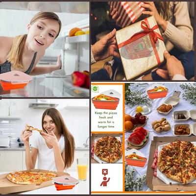 Silicone Pizza Box with Lid Reusable Silicone Pizza Slice Container  Microwave Safe Nonstick Pizza Storage Container Washable Food Storage Box  for