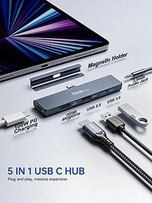 USB C Hub HDMI 4K 60Hz, USB C Adapter Multiport with 100W PD, HDMI,3 USB  3.0 Data Ports, Dockteck 5 in 1 USB C Dongle Dock for MacBook Pro/Air, iPad