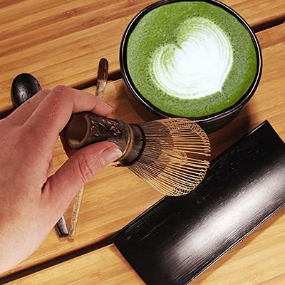 KAISHANE Japanese Matcha Whisk Set Matcha Tea Ceremony Set of 4 Including 100 Prong Matcha Whisk Traditional Scoop Tea Spoon and Ceramic Matcha