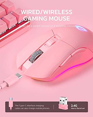 RisoPhy Wireless Gaming Mouse,Tri-Mode 2.4G/USB-C/Bluetooth Mouse Up to  10000DPI,Chroma RGB Backlit,Ergonomic Mouse with 8 Programmable