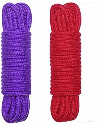 2-Pack Soft Braided Twisted Silk Rope Durable Thick Rope Skin Friendly  Smooth Rope 10 Meters/32 Feet 8MM Multipurpose Protecting Ending Decorative  Twisted Long Satin Rope DIY Craft Black-Red 
