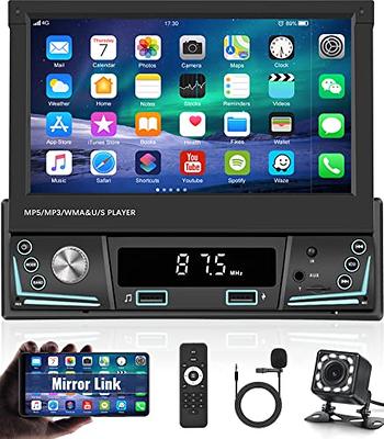 Car Radio Single Din with Apple Carplay Android Auto, 5.1 Inch IPS Touch  Screen Car Stereo Support Bluetooth FM Mirror Link SWC Voice Assistant  AUX-in