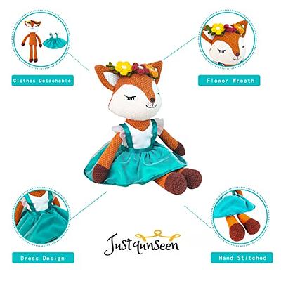 Orange fox girl, plush doll, handmade stuffed fox toy - Inspire Uplift