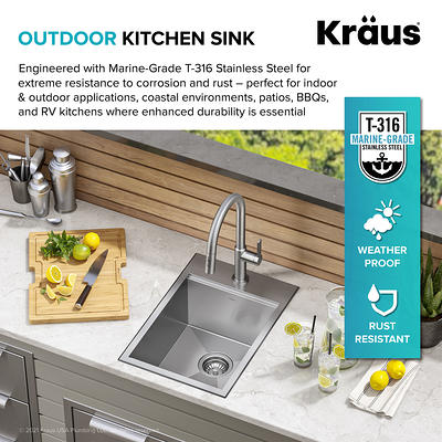 Kraus Kore 33 in. Drop-In / Undermount Workstation16 Gauge Stainless Steel  Single Bowl Kitchen Sink with Accessories 