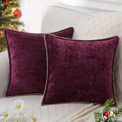 Christmas Red Velvet Throw Pillow Covers 18X18 Set of 2 Super Soft
