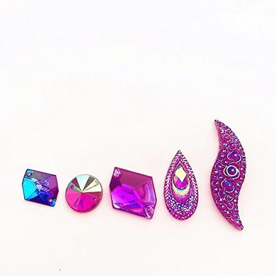 100pcs Multicolor Crystal Flower Shape Rhinestone Buttons Sew On