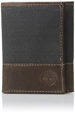 Timberland Men's Smooth Leather Tri-Fold Wallet Brown Smooth