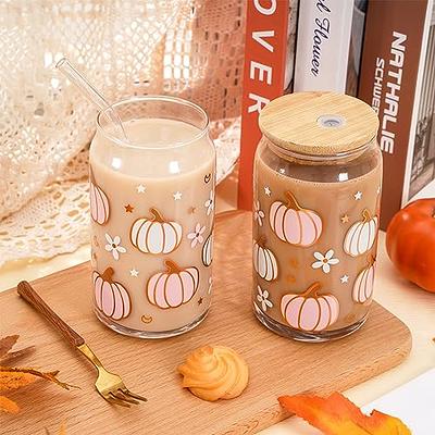 Pumpkin Iced Coffee Cup, Fall Coffee Cup, Iced Coffee Cup , Glass Cup With  Lid and Straw , Gifts for Women, Coffee Aesthetic 