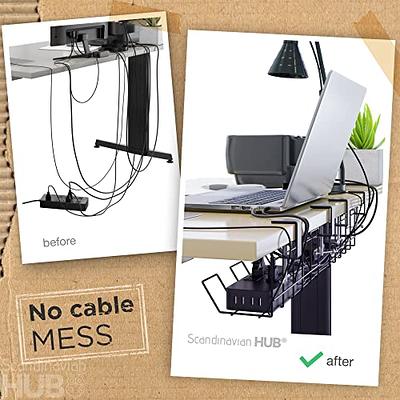 Cable Management ProOffice 96in J Channel Cable Raceways - 6X 16in Black No  Screw/No Drill Computer Cord Organizer - Cable Channels for Wire