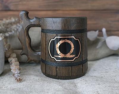 Wood Mug Tankard Beer Mug Drinking Cup Tea Cups Large for Men Women Gift