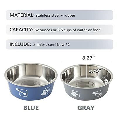 A.B Crew Stainless Steel Dog Bowl Set of 2, Non-Slip Rubber Base