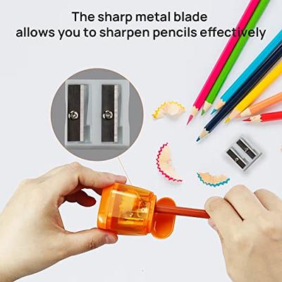 Pencil Sharpener, Manual Pencil Sharpeners, 4PCS Colorful Compact Dual  Holes Pencil Sharpeners with Lid, Colored Pencil Sharpener for Kids &  Adults