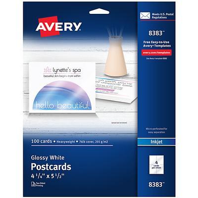 Avery® 08383 5 1/2 x 4 1/4 Glossy White Printable Two-Sided Postcard -  100/Pack - Yahoo Shopping