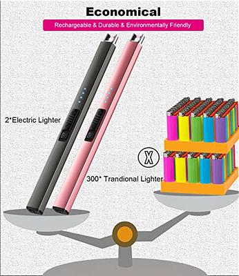 Bswalf Lighter Candle Lighter, Electric Lighter USB Rechargeable Lighters  Have Triple Safety and LED Battery Display, Windproof Flameless Plasma Arc