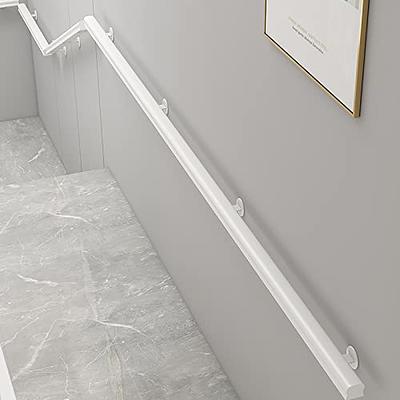 Indoor Wood Stair Handrails White Wall Mounted, Modern Anti-Skid