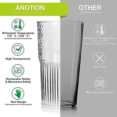 ANOTION Glass Cups with Lids and Straws 22oz - Coffee Cups Drinking Glasses  Iced Coffee Cup Smoothie