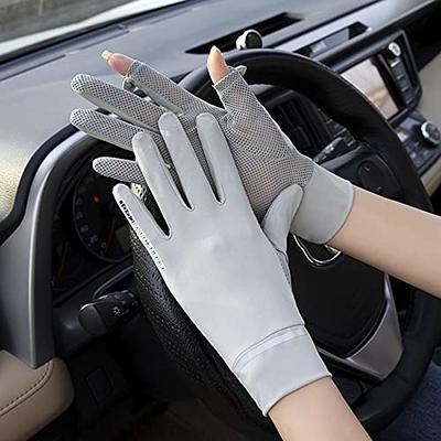 Womens Sun Protection Gloves Anti-UV Half Finger Mittens Driving