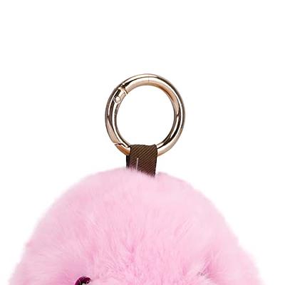 HXINFU Soft Cute Rabbit Fur Pom Pom Keychain
