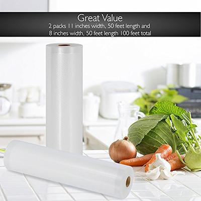 Vaakas Vacuum Sealer Bags Rolls 8 X 50 2 Rolls For Food Saver,Seal A Meal,  Weston Commercial Grade, Bpa Free,Great For Vac Stora