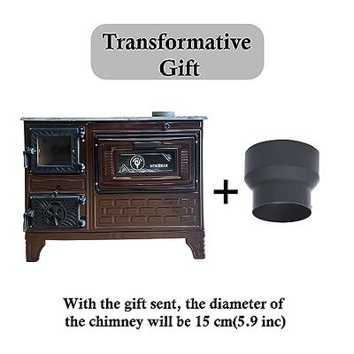 Cast Iron Stove with Oven | Cast Iron Fireplace | Baking Stove Cooker Stove Warming Stove | Tiny House Stove Cabin Stove (Grey Cast Iron Cooker Stove)