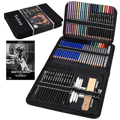 HIFORNY 70 Pcs Drawing Set Sketching Kit - Sketch Pencils Art Supplies for  Adults Artists Kids with 3-Color Sketchbook,Graphite,Pastel,Charcoal