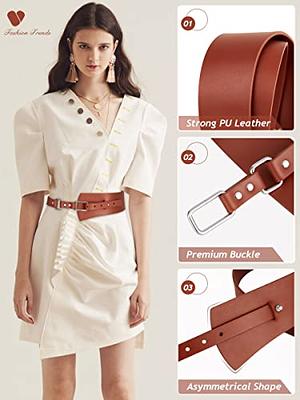 FIORETTO Wide Brown Belt Women for Dress Fashion Leather Waist