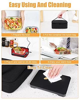 Portable Food Warmer with 12V Vehicle Plug Electric Lunch Box for Reheating  Meals in Vehicles and Trucks (Black)